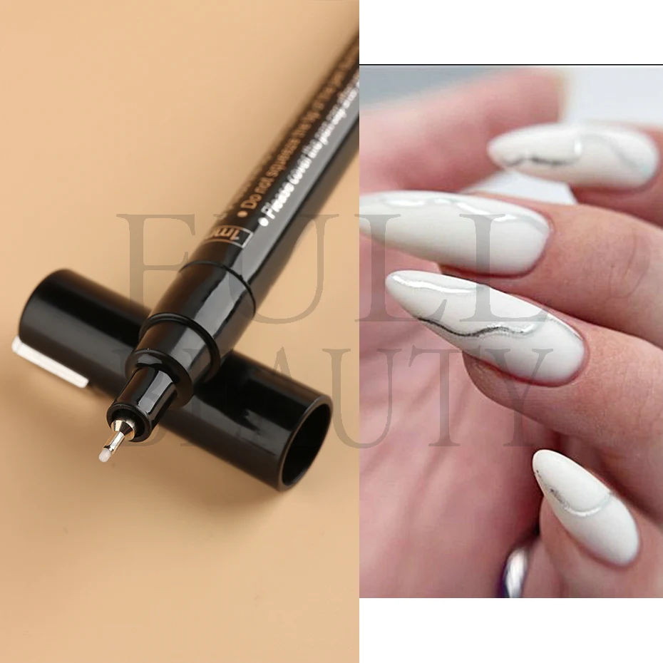 Nail Art Acrylic Graffiti Paint Pens Silver Mirror Reflective Effect Quick Drying DIY Manicure Drawing Marker Pattern Tool LE703