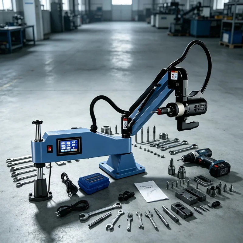 1200W CNC Elektrische Gewindeschneidmaschine M6-M36 M24 Servo-Gewindeschneider mit Spannfuttern, Überlastschutz, universell, vertikal