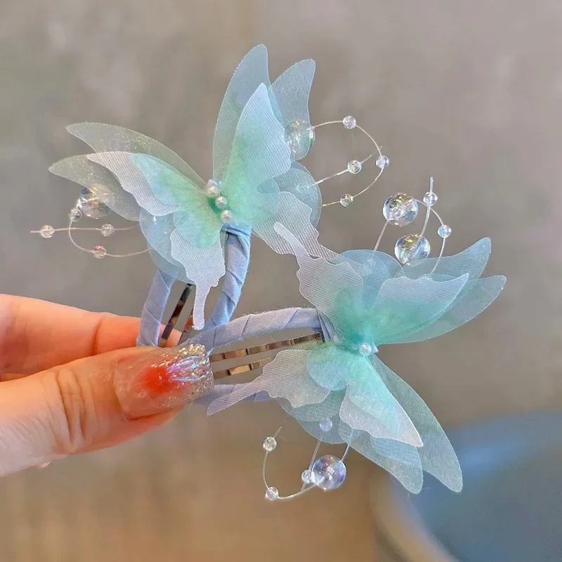 Pinces à cheveux papillon nickel é pour filles, épingles à cheveux, barrettes mignonnes, accessoires de coiffure pour enfants, nouvelle mode, 2 pièces