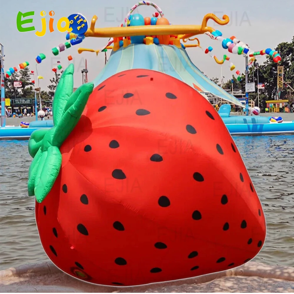 Événement gonflable personnalisé de modèle de fraise d'oxford de 2.5M/8ft de longueur/ballons de fruits géants pour la fête de décoration de cour