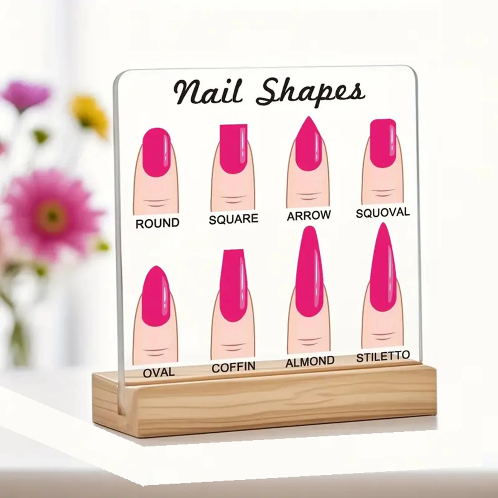 لوحة عرض فنية للأظافر مع قاعدة خشبية شفافة من الأكريليك لتصوير الأظافر مع لوحة عرض أعمال فنية للأظافر الماسية