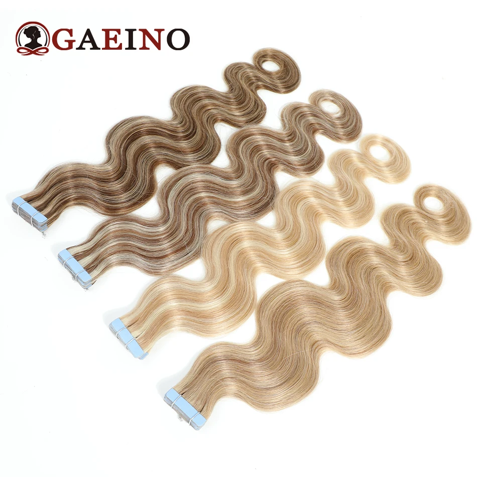 Body Wave Tape In Hair Extensions European Human Hair 20/40 Pcs Blonde Keratin Capsule Hair Highlight Blonde Tape Ins Human Hair