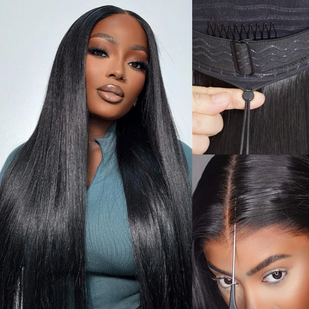 20-32 inch 6X4 Glueless Drawstring Wig Human Hair 4X4 Wear and Go Wigs Bye Bye Knots Pre Cut Lace Pre Plucked Ready to Go Wig 3-7 Days Delivery