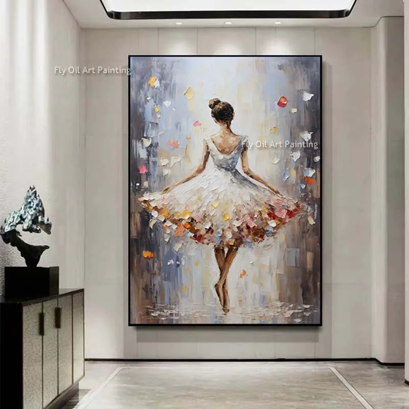 Girl Dancing Ballet Oil Painting On Canvas Figurative Dancer Wall Art Decor Extra Large Abstract Painting Impressionism Art