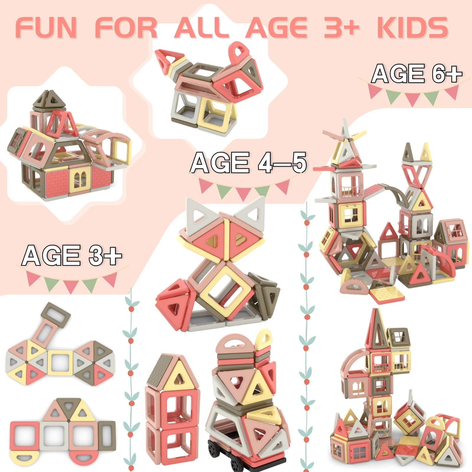 Blocos de construção magnéticos para meninos e meninas, aprendendo brinquedos educacionais STEM, 3, 4, 5, 6, 7, 8 anos de idade, 149pcs