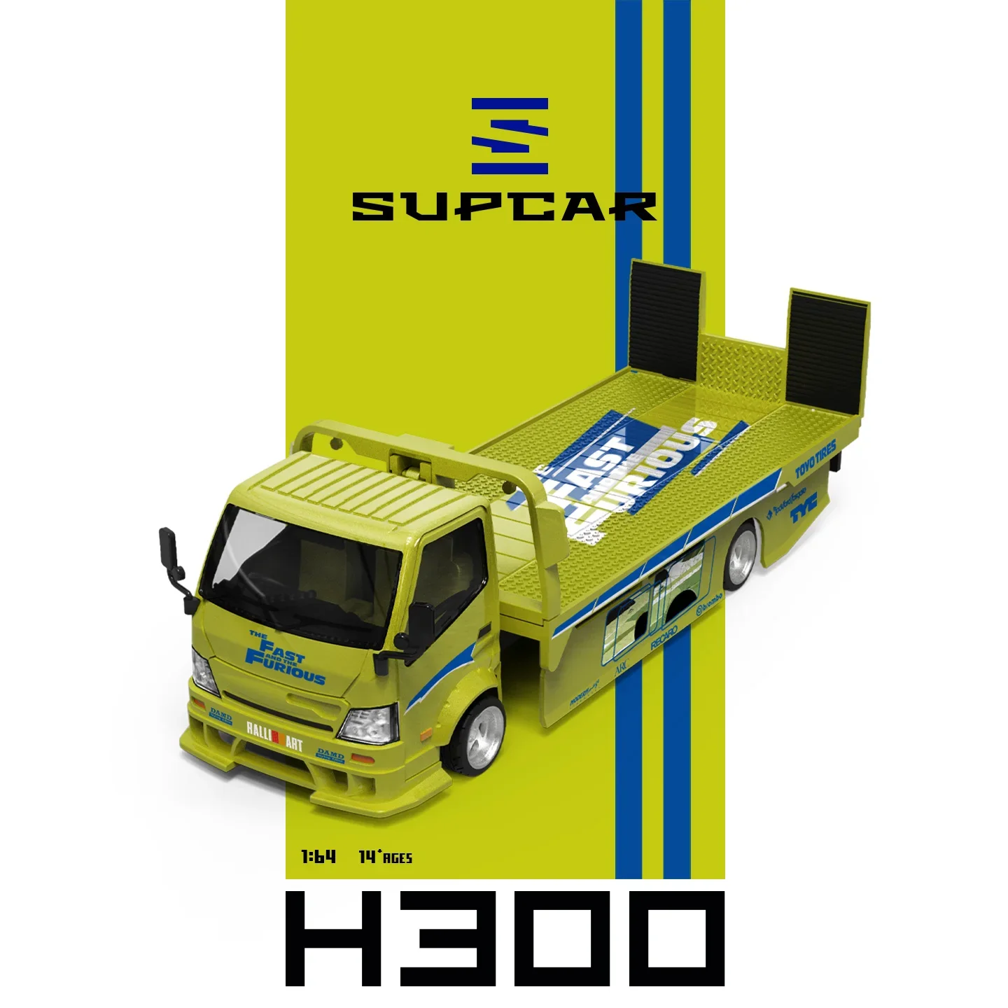 SC 1:64 H300 Flachbett-Transportanhänger Fast And Furious Druckguss-Automodell