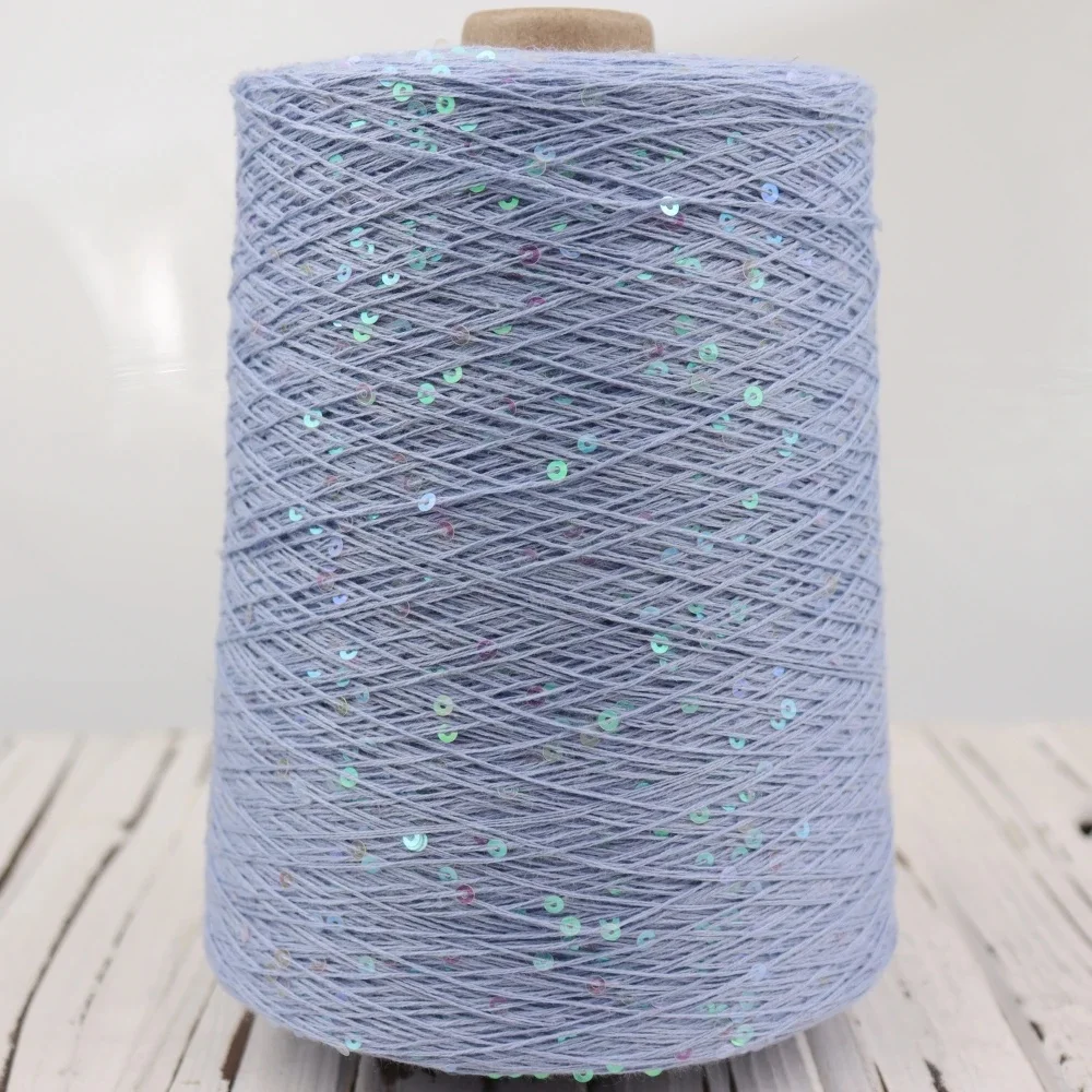 500g 4000M 3mm Pailletten-Baumwollgarn DIY Strickdekoration Handhäkelarbeit Strickgarn
