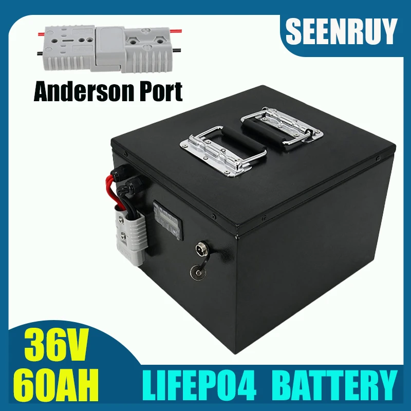 New 36V 60AH LIFEPO4 Battery with BMS 50A 80A 100A Free charger for RV Forklift Sightseeing Vehicle Energy Storage Lamp