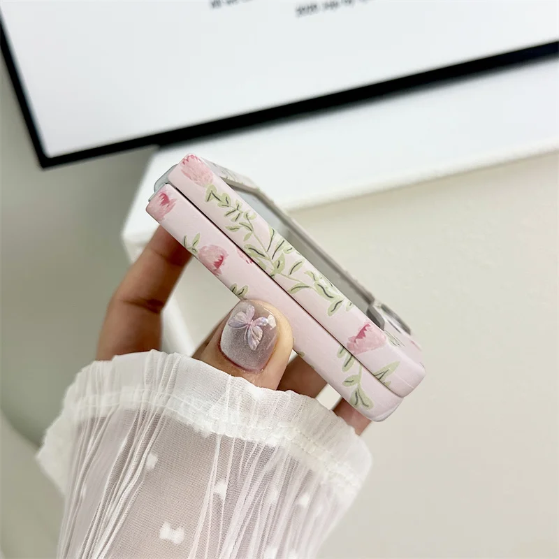 Чехол для телефона с розовым цветком розы для Samsung Z Flip Hard Cover для Galaxy Z Flip5 Flip6 Flip4 Flip3 5G Fashion Cute