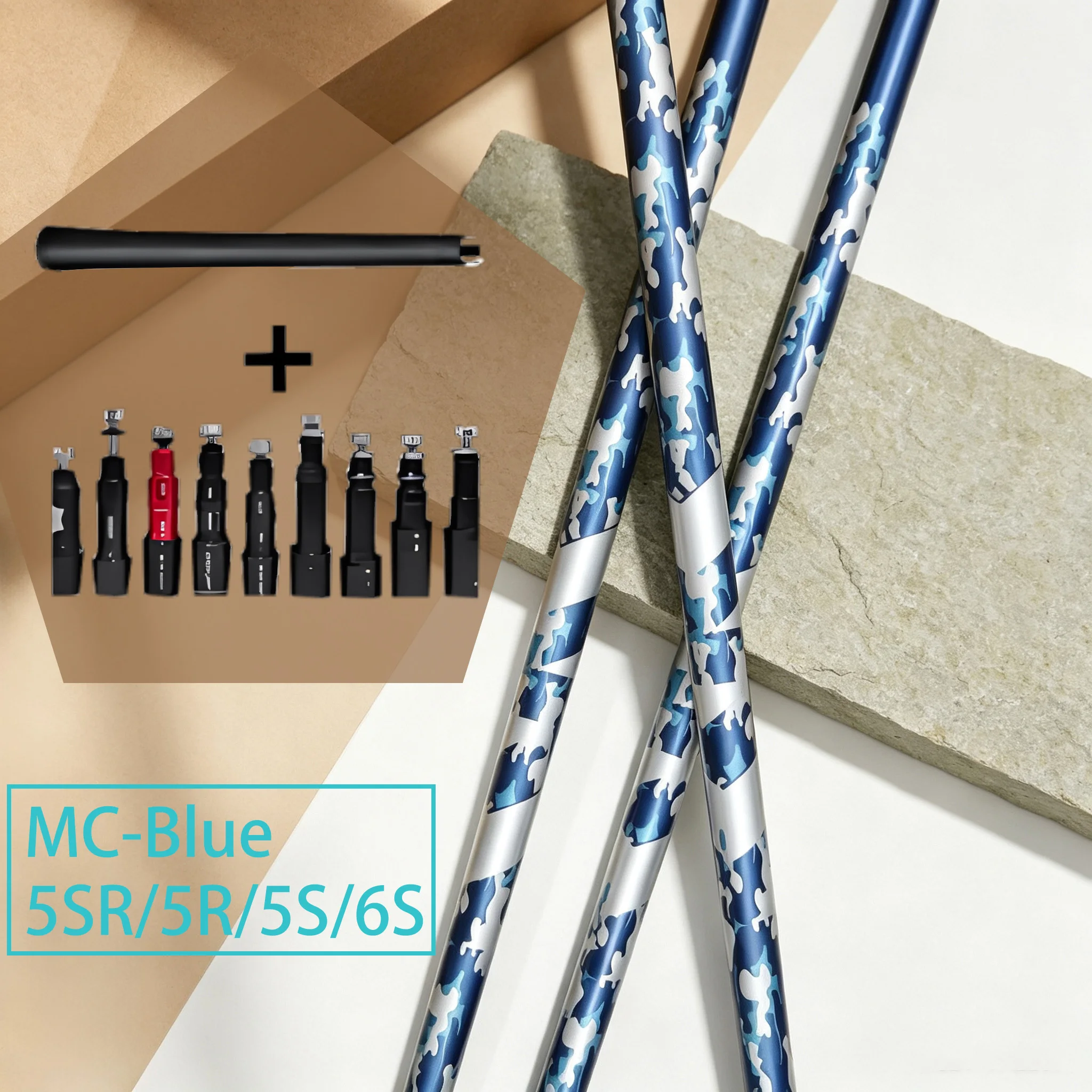 45inch Blue Mc Carbon Fiber Golf Shaft, Mechanically Reinforced Structure, Smooth and Fluid Swing, Suitable for Driver Clubs, Universal Upgrade Model, Includes Adapter and Grip