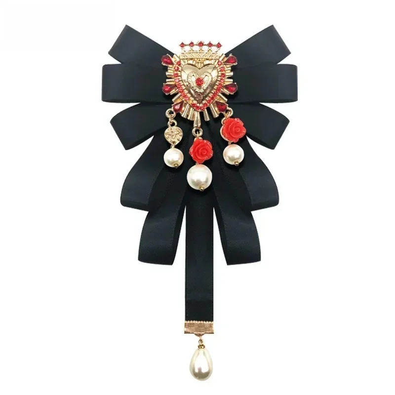 Moda New Vintage Court Fabric Pearl Bow Broszka Krawat RetroWalking Show Kołnierz Kokardka Szpilki i broszki dla kobiet Akcesoria — zdjęcie 2
