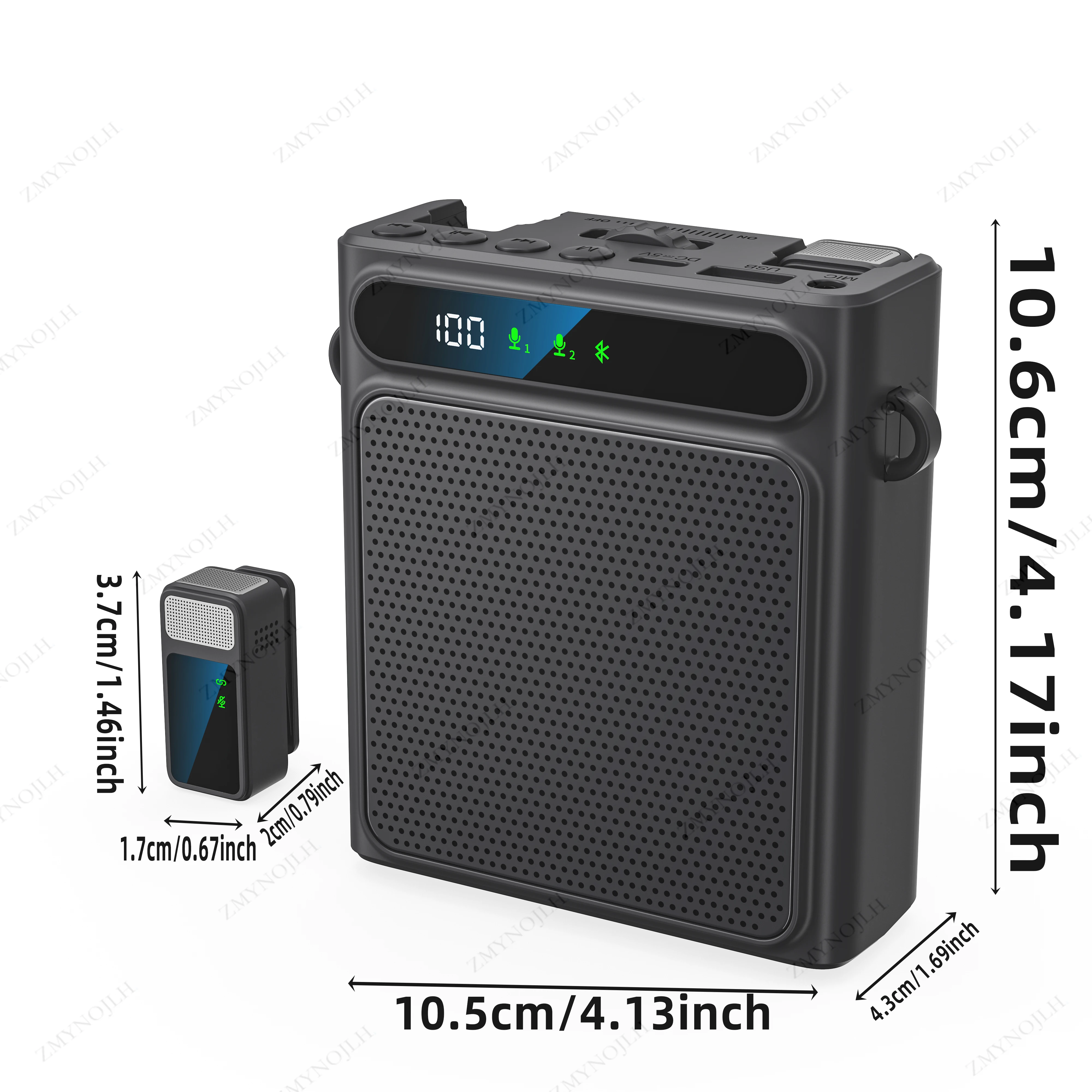 NEW Wireless bluetooth megaphone with clip-on microphone portable speaker suitable for teachers speech guide learning singing