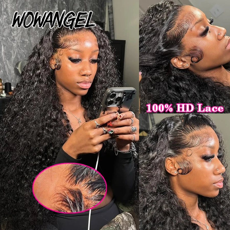 WOWANGEL Pre Cut HD ลูกไม้วิกผม Water Wave Wigs 9x6 HD ปิดลูกไม้ Glueless วิกผมผมมนุษย์วิกผมละลายสกิน Wear & Go Curly วิกผม