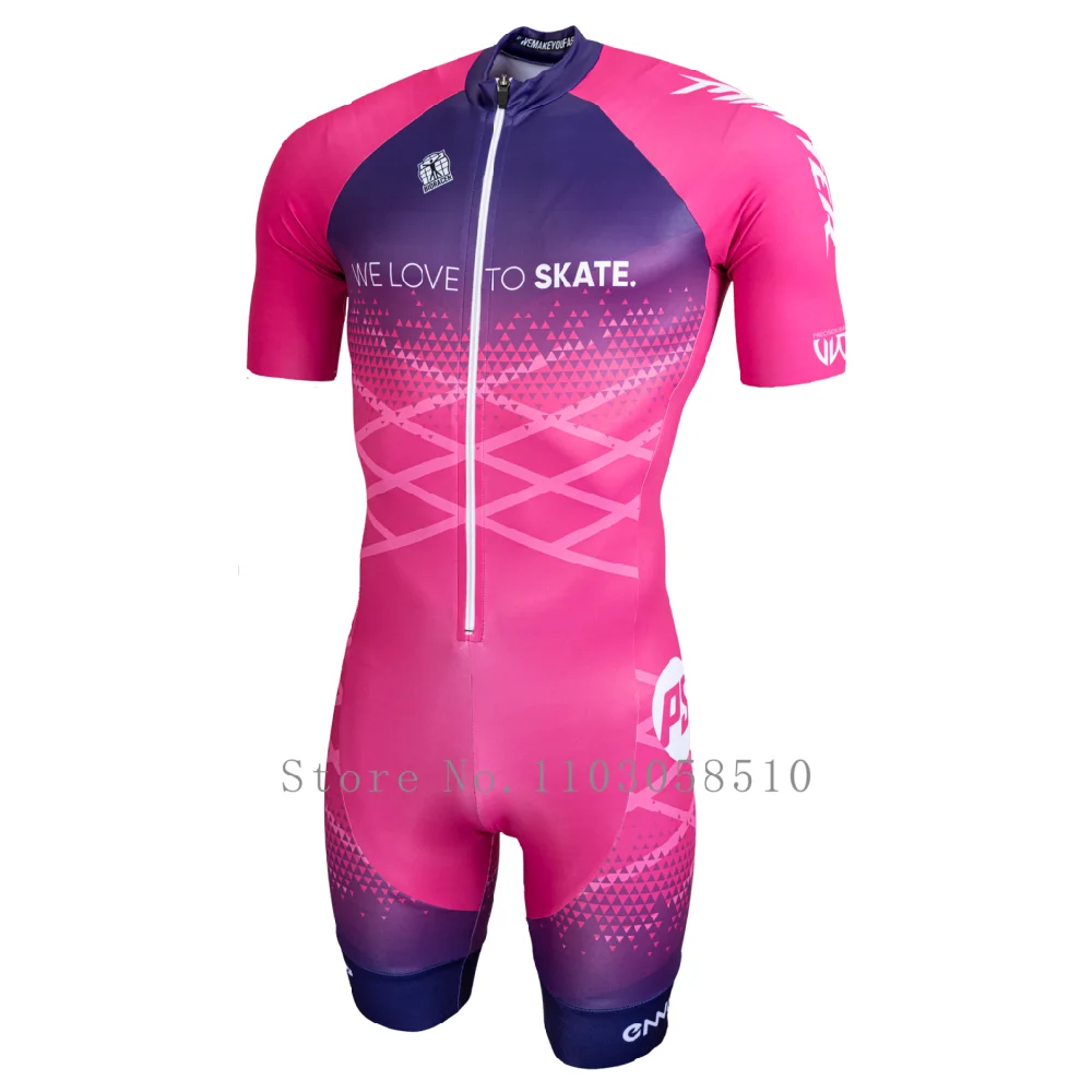 Powerslide inline skinsuit team areo speedsuit letnia męska odzież rowerowa kombinezony skate ciclismo pro odzież wyścigowa z krótkim rękawem