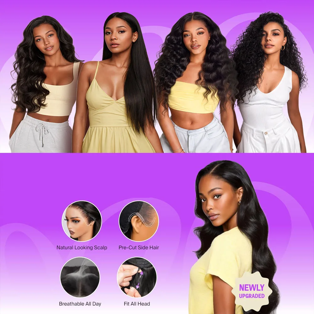 Body Wave 13x6 HD Transparent Lace Front Human Hair Wig 40 Inch Pre Plucked 250 Density 5x5 Glueless Lace Frontal Wigs for Women image 5
