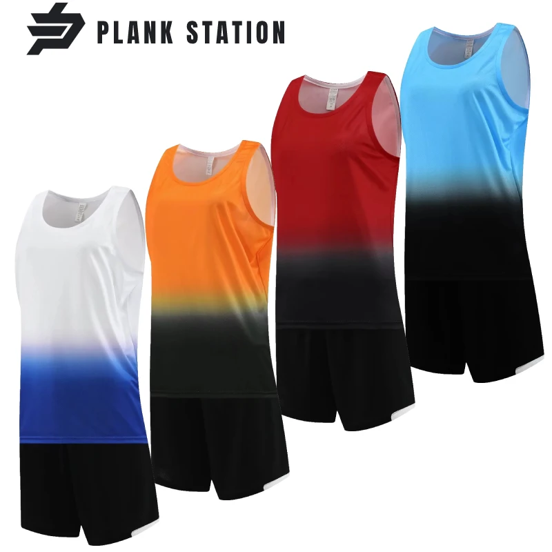 

Unisex Running Sets Women Men Two Pieces Tanktop Shorts Sportwear Cycling Hiking Jogging Customize Logo Name