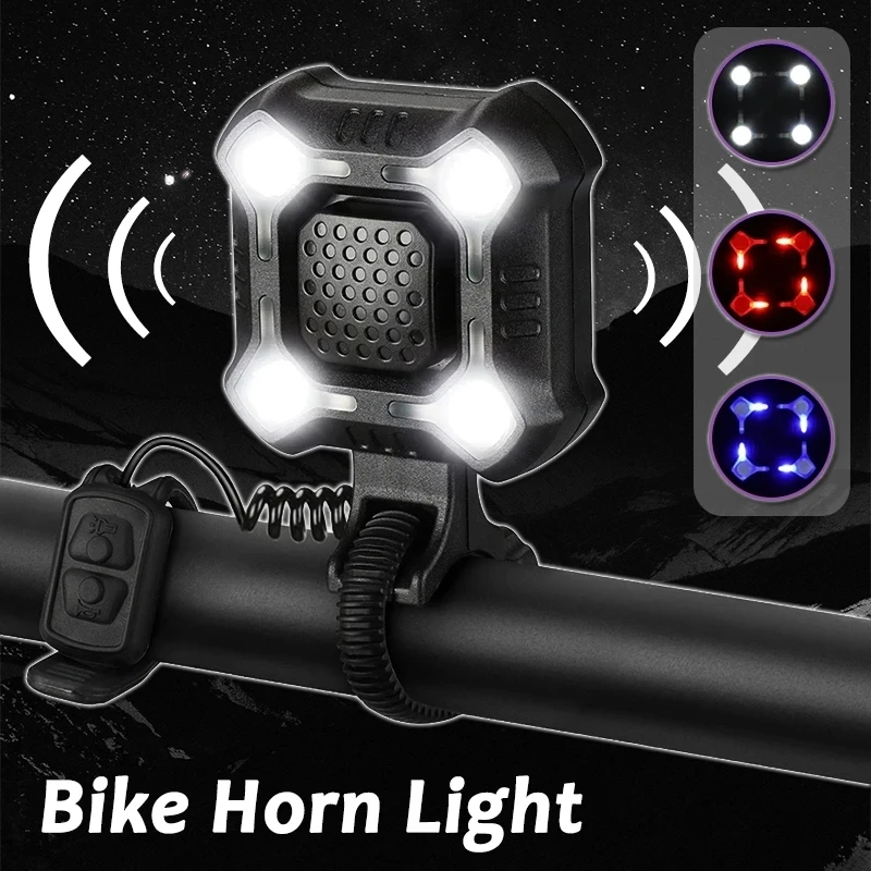 Bike Bells Light 2 in 1 Bicycle Horn with Lamp 140DB LED Headlights USB Rechargeable Lighting Bells Bicycle Accessories