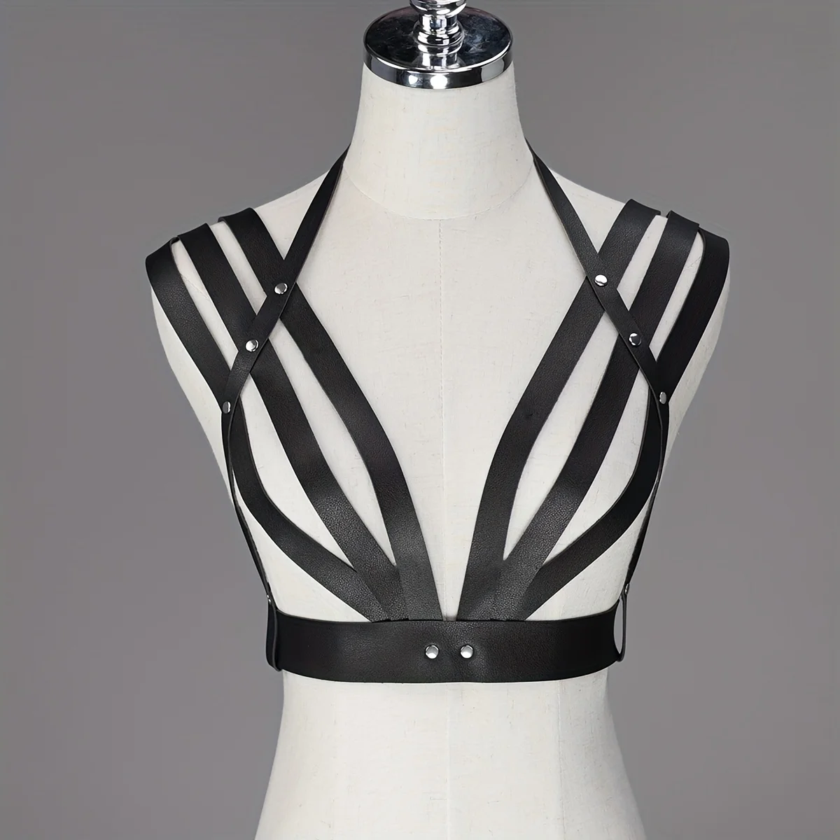 

Adjustable Comfort Black Harness Vest with Removable Shoulder Straps And Wide Waist Belt Y2K Punk Style for Casual Outings Date