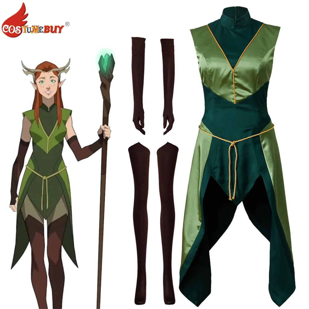 Costumebuy Machina Keyleth Cosplay Costume Critical Role Sexy Dress With Gloves Stockings Halloween Skirt Outfit