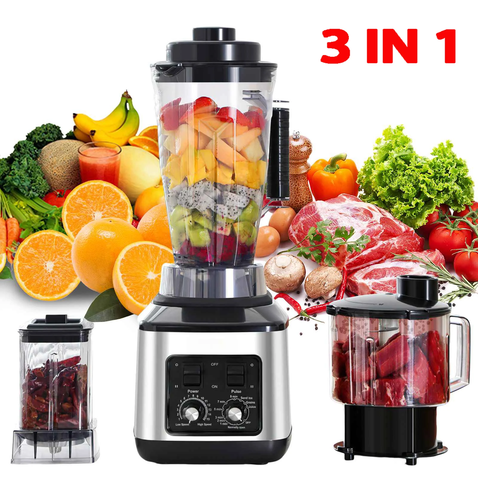 9500W 3 in 1 power Blender Juicer smothie Maker 3L + 1.5L + 0.5L 3container Food Processor Blender for Ice Nut Fruit