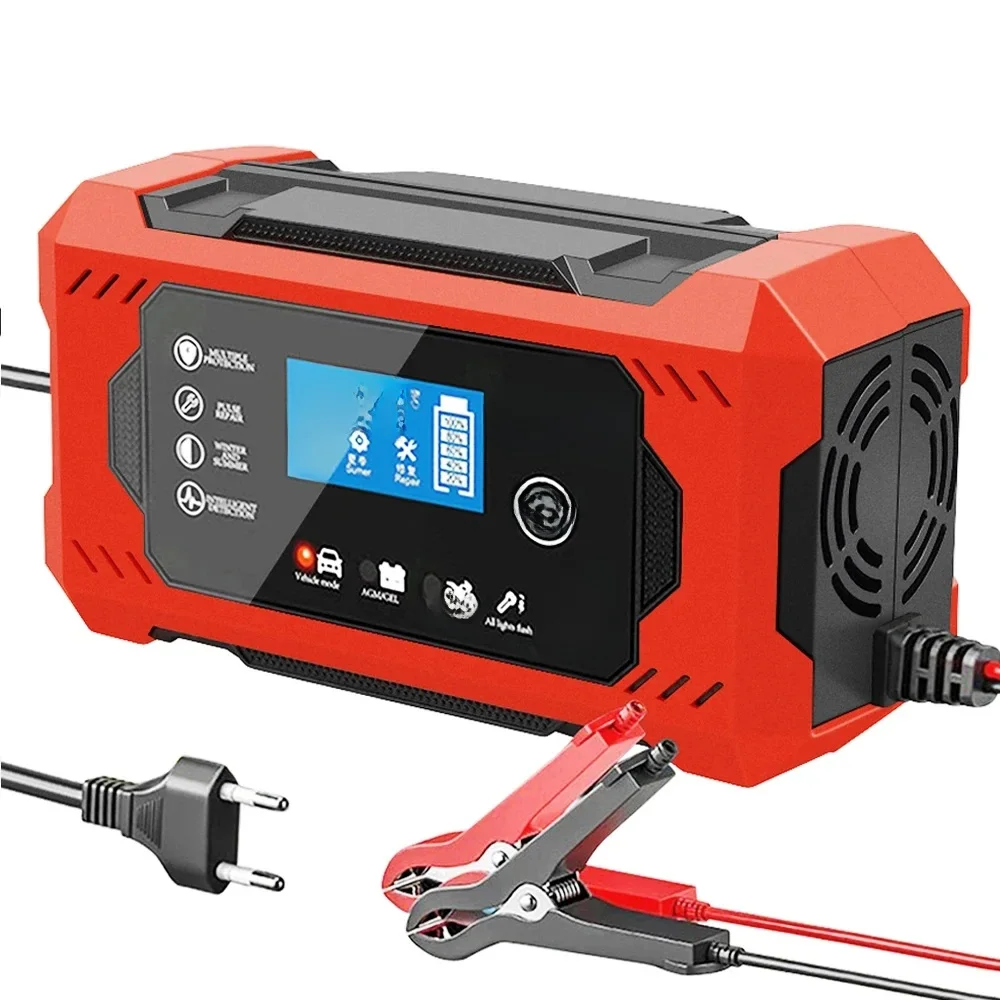 Chargeur de batterie de voiture 12V 6a, charge rapide intelligente, Type de réparation d'impulsion, arrêt automatique complet, double Mode, plomb-acide pour moto et camion