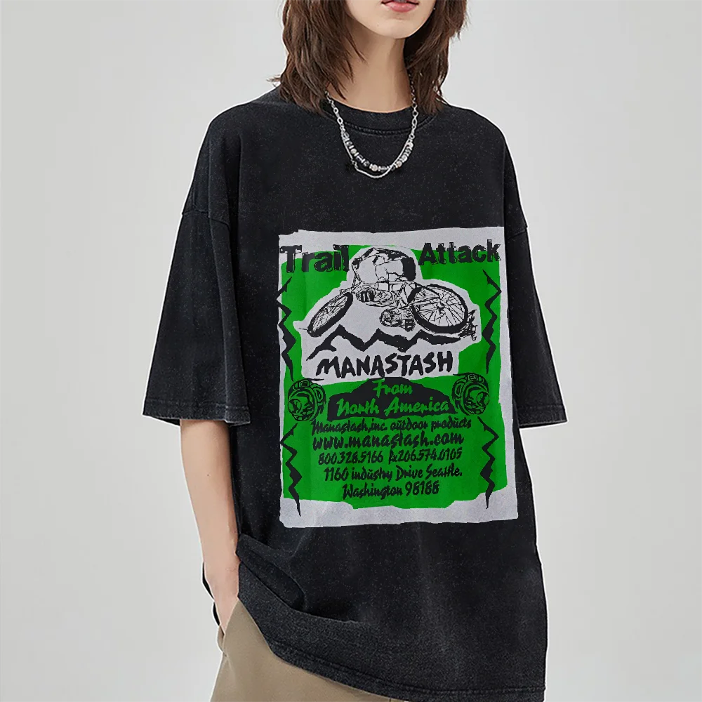 

Винтажная женская стираная футболка, модный шикарный графический принт, круглый вырез, свободные ретро-футболки большого размера с короткими рукавами, уличная одежда, топы