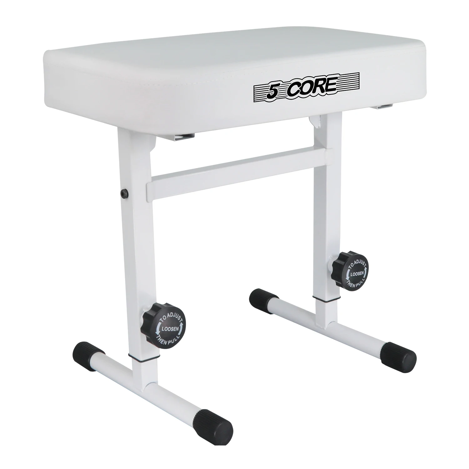 5 Core Keyboard Bench Piano Stool Thick Padded Seat Height Adjustable Keyboard Chair KBB H-ADJ WH