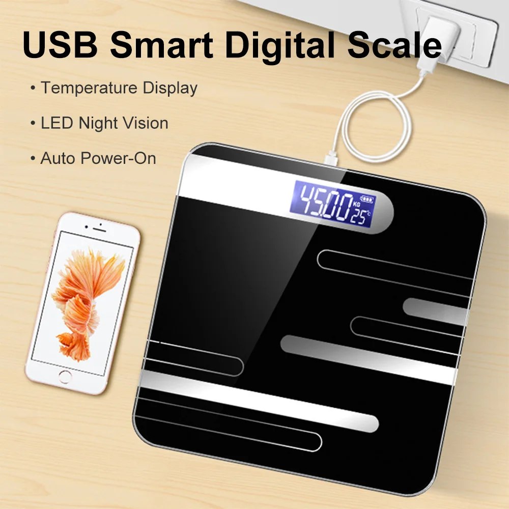 مقياس وزن الجسم الرقمي الأنيق مع شاشة LCD، مقياس صحي دقيق قائم على الأرض، وزن الجسم، الدهون، هدية رائعة