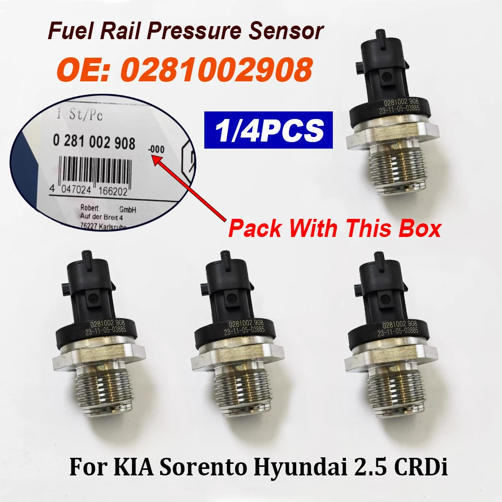 1/4PCS 0281002908 31401-4A010 0281002568 Fuel Rail Pressure Sensor 314004A010 281002908 For F-IAT K-IA H-yundai M-itsubishi