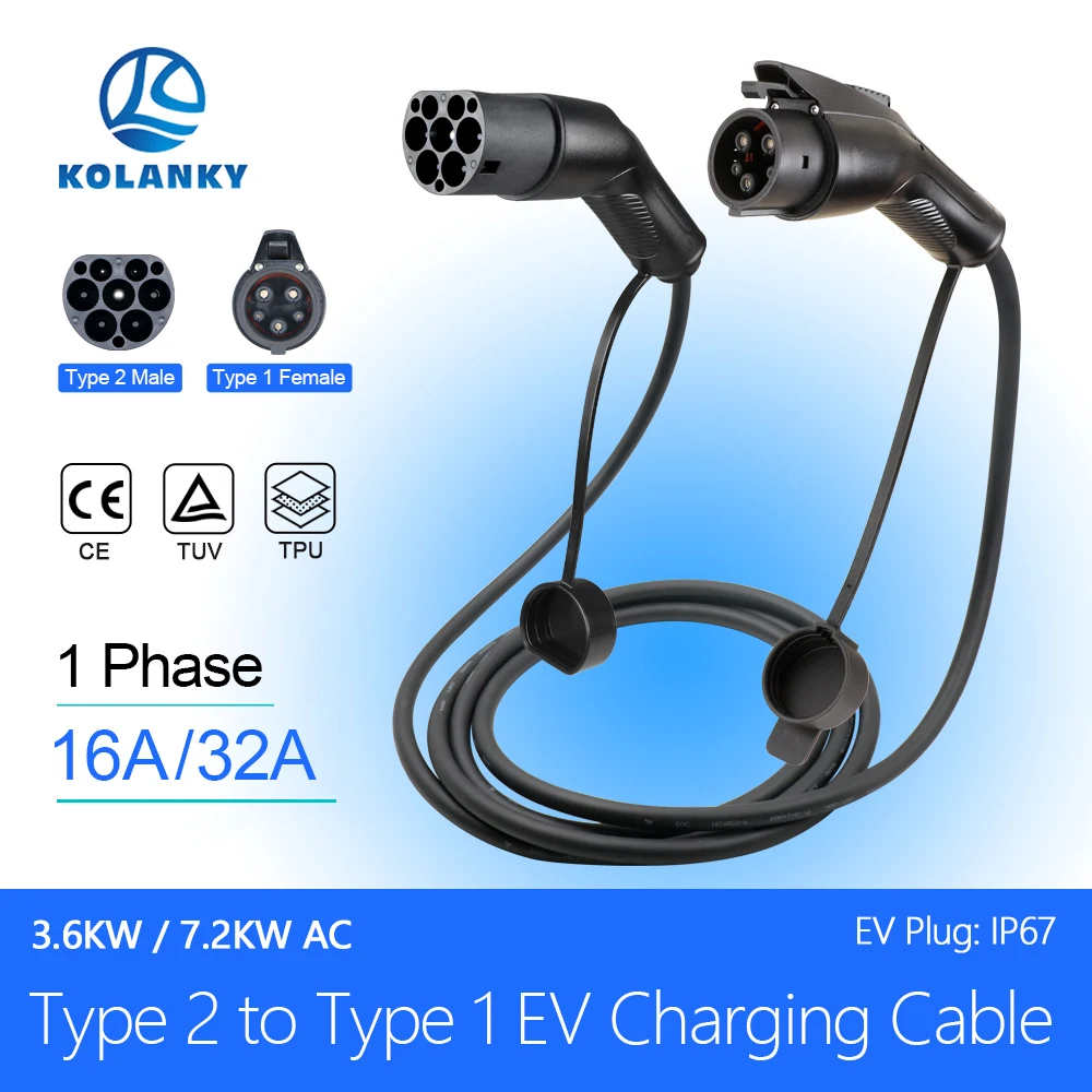 Kolanky32A7.2KWEVChargingCableType2ToType1CableForElectricVehicleCars3.5/4MUsePublicChargingStations-AliExpress34