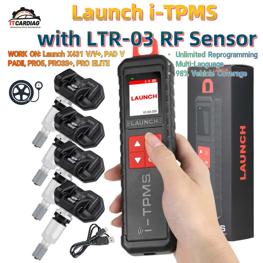 

Запуск i-TPMS TPMS с 4 шт. Запуск радиочастотного датчика 315 МГц и 433 МГц 98% давления в автомобильных шинах, неограниченное программирование, многоязычное
