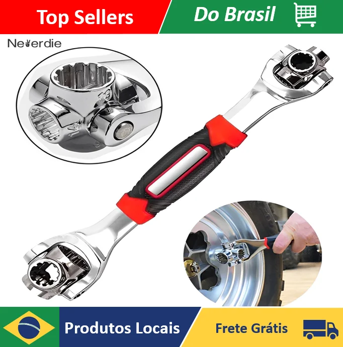 Chave Multifuncional 48 Em 1 360º Jogo ferramentas chave Soquete Universal 48 peças - Neverdie Store