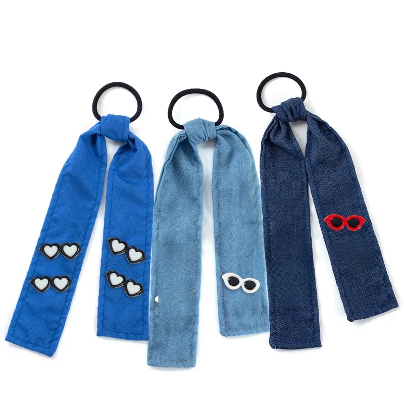 Geebro nowy Cartoon Partten Bowknot elastyczna opaska do włosów dla kobiet dziewczyn jednolity kolor Scrunchies gumki do włosów okulary serce z pałąkiem na głowę — zdjęcie 2