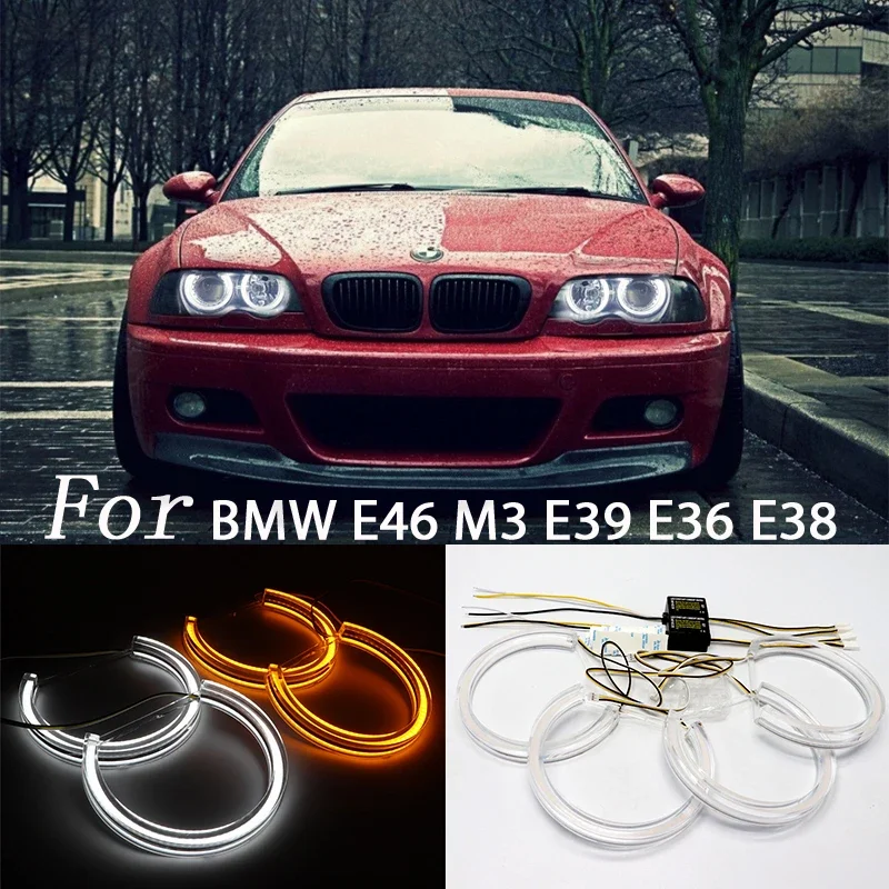 131mm stylizacja samochodu podwójny kolor DTM Angel Eyes reflektory do BMW E36 E38 E39 E46 M3 kierunkowskazy pierścienie Halo akcesoria — zdjęcie 2