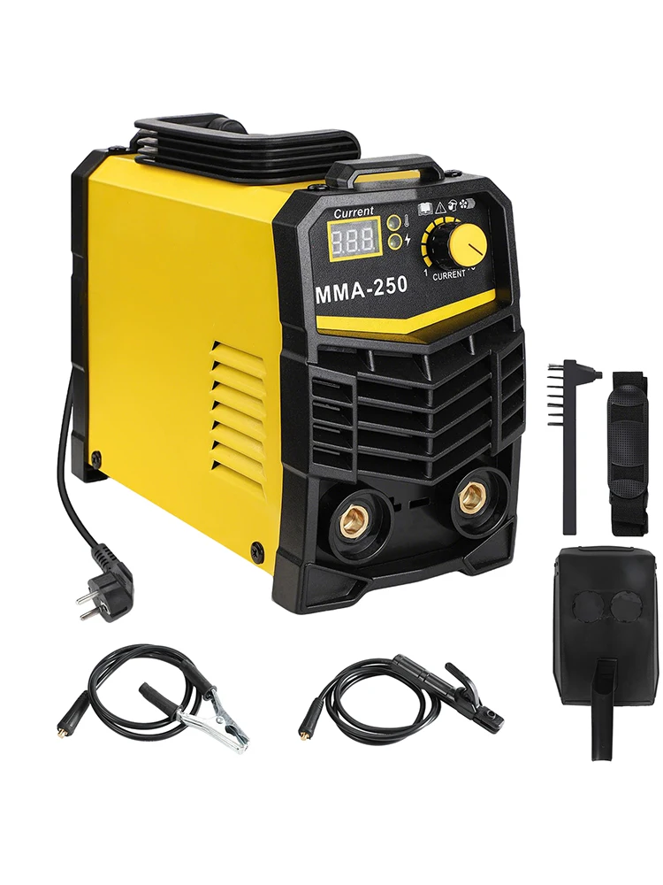 MMA-250 Schweißgerät Inverter-Schweißmaschine 220V IGBT Elektrischer LCD-Schweißer mit Elektrodenhalter Schweißmaske Mini-Schweißgerät DIY-Kits
