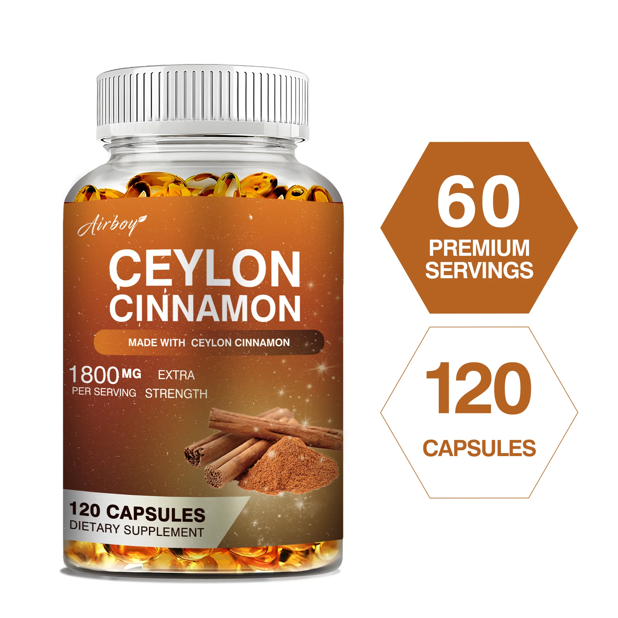 Ceylon Cinnamon-สนับสนุนการเผาผลาญ, สุขภาพภูมิคุ้มกัน, สุขภาพร่วมและการสนับสนุนโรคหัวใจและหลอดเลือด-120แคปซูล