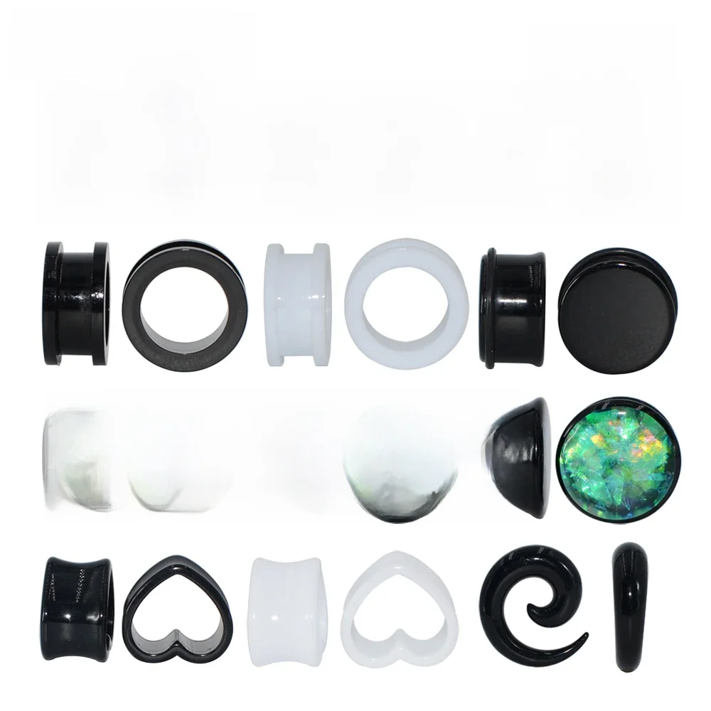 1 paar Acryl Ohr Tunnel Stecker Herz Sprial Ohr Gauge Doppel Gebogenen Sattel Expander Bahre Unisex Körper Piercing Schmuck 6-25mm