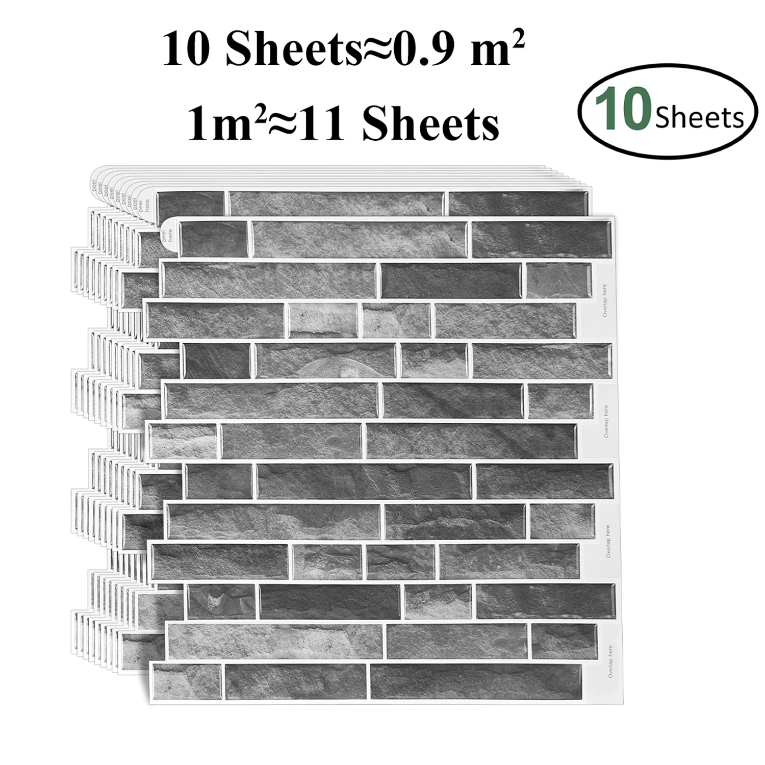 10 Sheets Strong Adhesive Vinyl Wallpaper Premium Kitchen Backsplash Wall Tile Sticker 12x12 Inch Home Wall Decoration