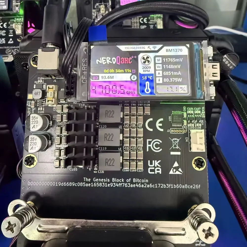 

HM BUY 5 GET 2 FREE Nerdqaxe++ Hydro 4.8Th/S 80W BTC Miner with PSU & 4 ASIC Chips, Open-Source