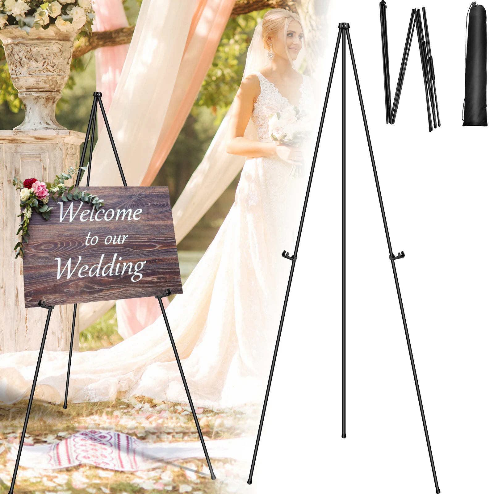 Klappbares A-Rahmen-Staffelei-Set, 66 Zoll, Dreibein-Malständer, Tisch- und Bodenständer für vielseitige Anwendungen, geeignet für Hochzeits-Schilder, Kunstposter, Zeichnungspräsentation, tragbare
