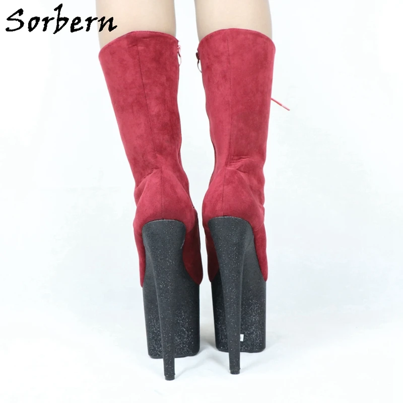 Sorbern موضة النساء الأحذية القطب راقصة متجرد الكعوب صنم الجوارب بورجوندي 20 سنتيمتر المتطرفة أحذية بكعب عالي مخصص #5