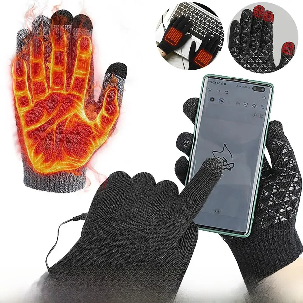 AliExpress SUNDICK USB Heated Knitted Gloves Full Finger Gloves Non-Slip Touch Screen Gloves Thicken Winter Cycling Gloves for Men Women