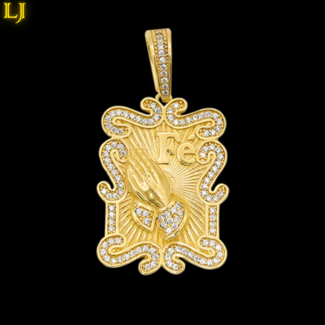 Old Coin Pendant Hands of Faith-Eternal Guarantee in Color! Identical to 18K Gold Elegant and Luxury Jewelry! Never again costume jewelry