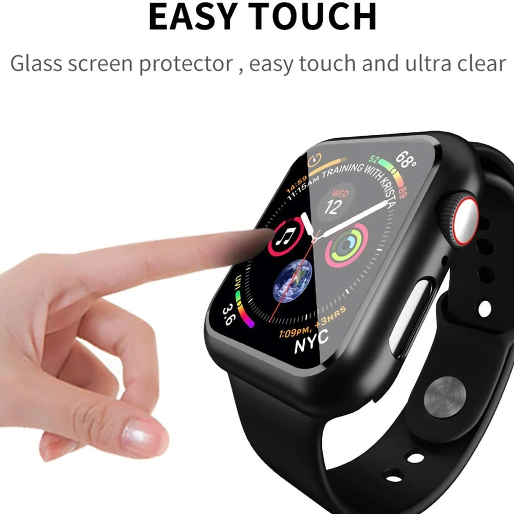 Vetro + Cover per Apple Watch case 8 7 6 SE 5 3 iWatch Accessorie Screen Protector Apple watch serie 44mm 40mm 45mm 41mm 42mm 38mm