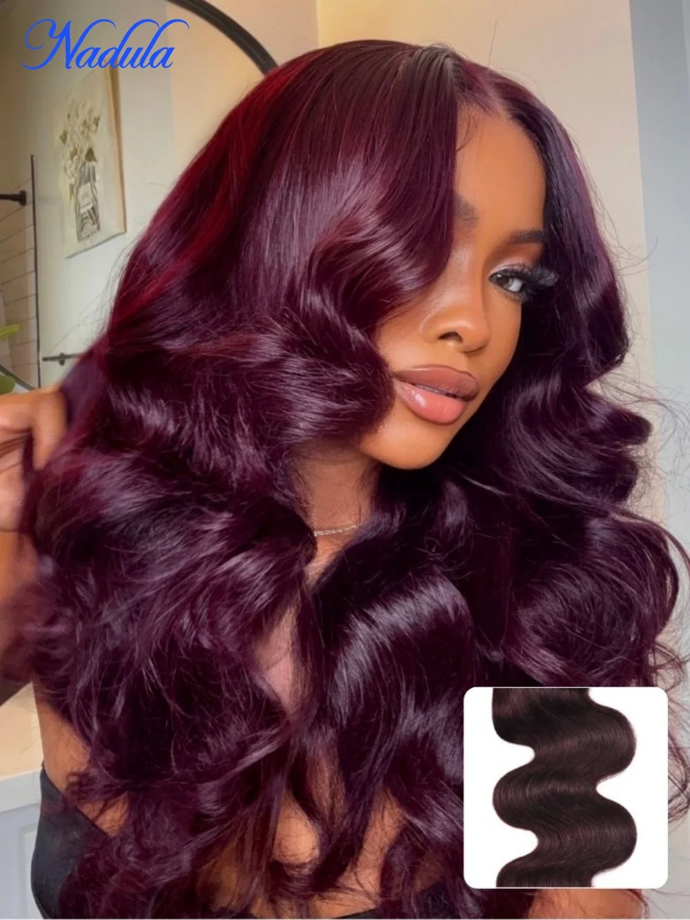 

Nadula Hair Purple Black Cherry Body Wave Human Hair 3PCS/4PCS Brazilian Hair Weave Bundles Virgin Hair 12-26inch Natural Color