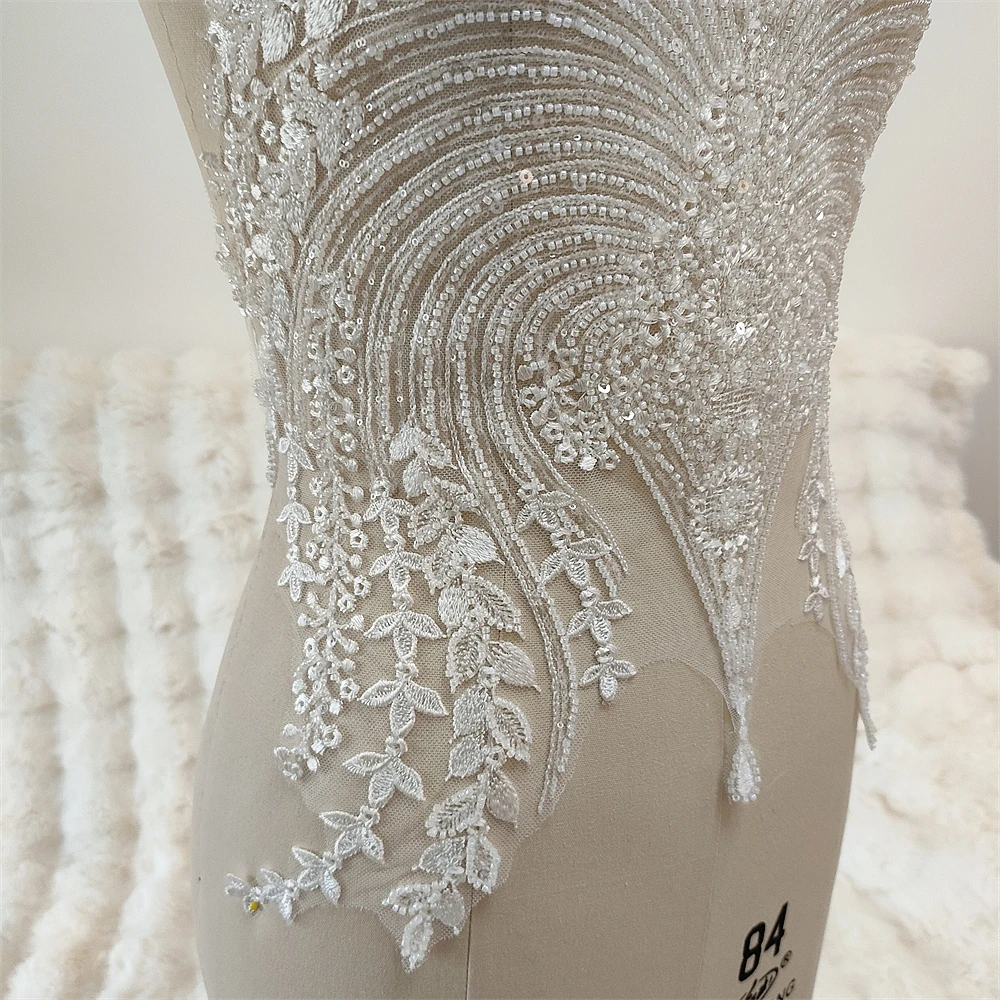 Heavy lace cloth fabric flower edge wedding dress skirt clothing hollow diy handmade chest decoration