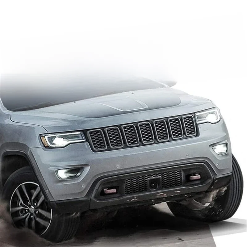 7 sztuk błyszczące czarne wkładki do przedniego grilla pokrywa zestaw wykończeniowy pierścień grilla dla Jeep Grand Cherokee 2017 2018 2019 2020 — 2