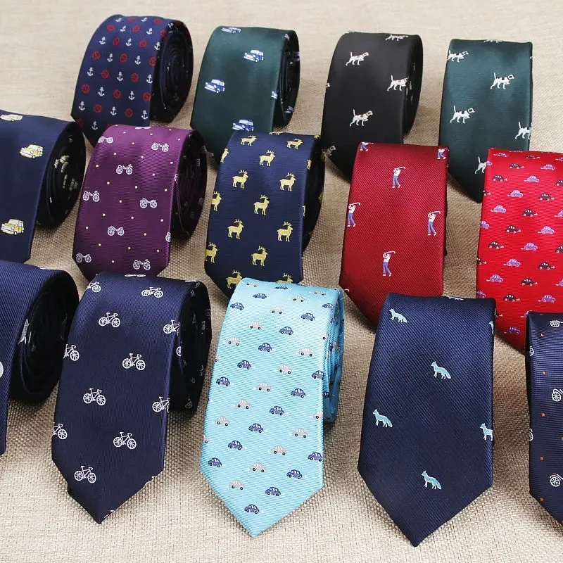 AliExpress NONE New Design Animal Tie For Men Polyester Woven Necktie Bicycle Car Monkey Dog Balloon Jacquard Fashion Party Wedding Gravata Ties
