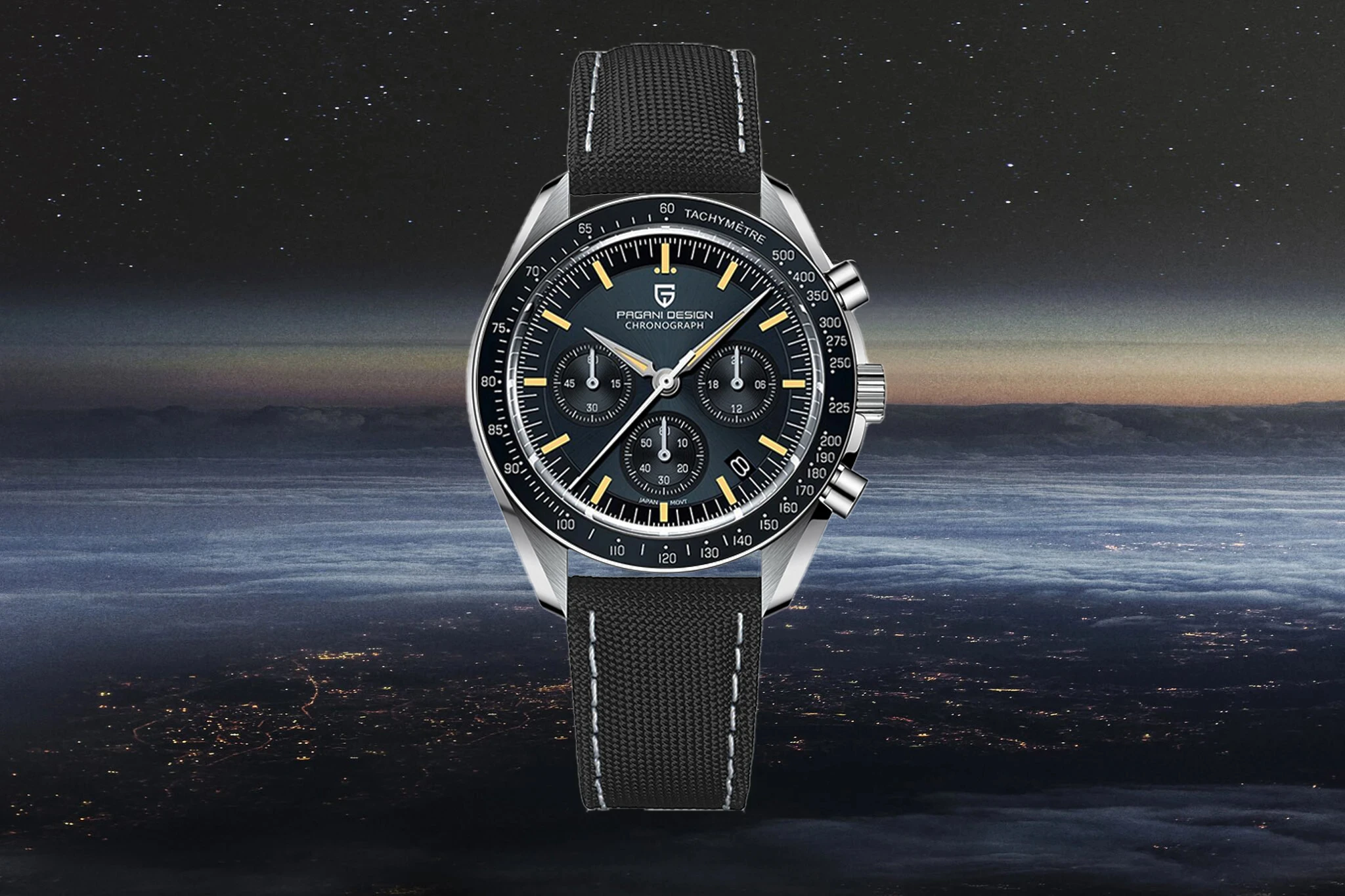 PAGANI DESIGN Neue Herren-Quarzuhr Goldene Monduhr Herren VK63 Speed Sport-Chronograph AR Saphir Leuchtend Lokaler Versand – Detail 2