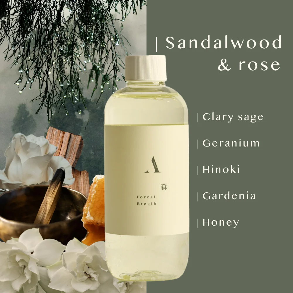 Diffuser Refill | Forest Breath Reed もり' Mori'  | 250ML| Earthy Sandalwood | Rose